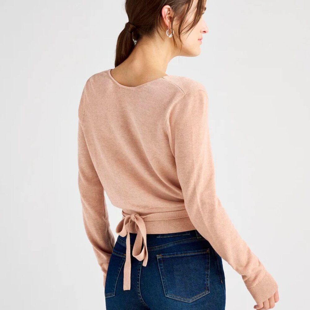 🩰 NWT Splendid Dana Wrap Sweater - Fitted Elegant Cotton Silk Blend 🩰 - Picture 4 of 13